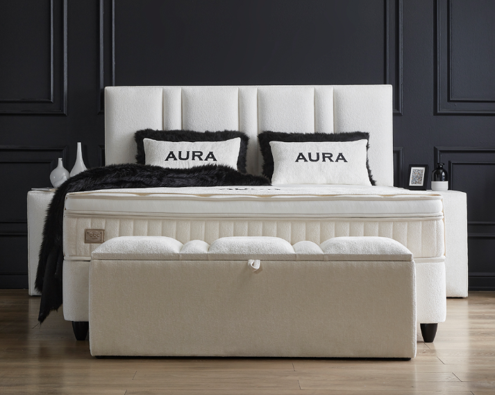 Opberg Boxspring Aura – Wit - Bedworld B.V.